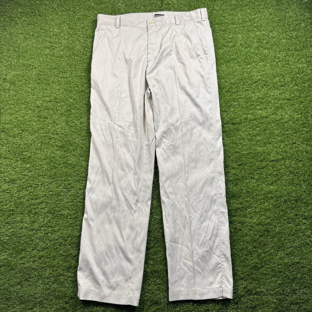 Nike Golf Dri-FIT Pants Mens 34x32 White Pleated Performance Trousers Preppy